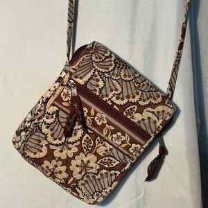 Vera Bradley “Slate Blooms” Hipster Crossbody Retired - Cream/Brown/Gray/Yellow